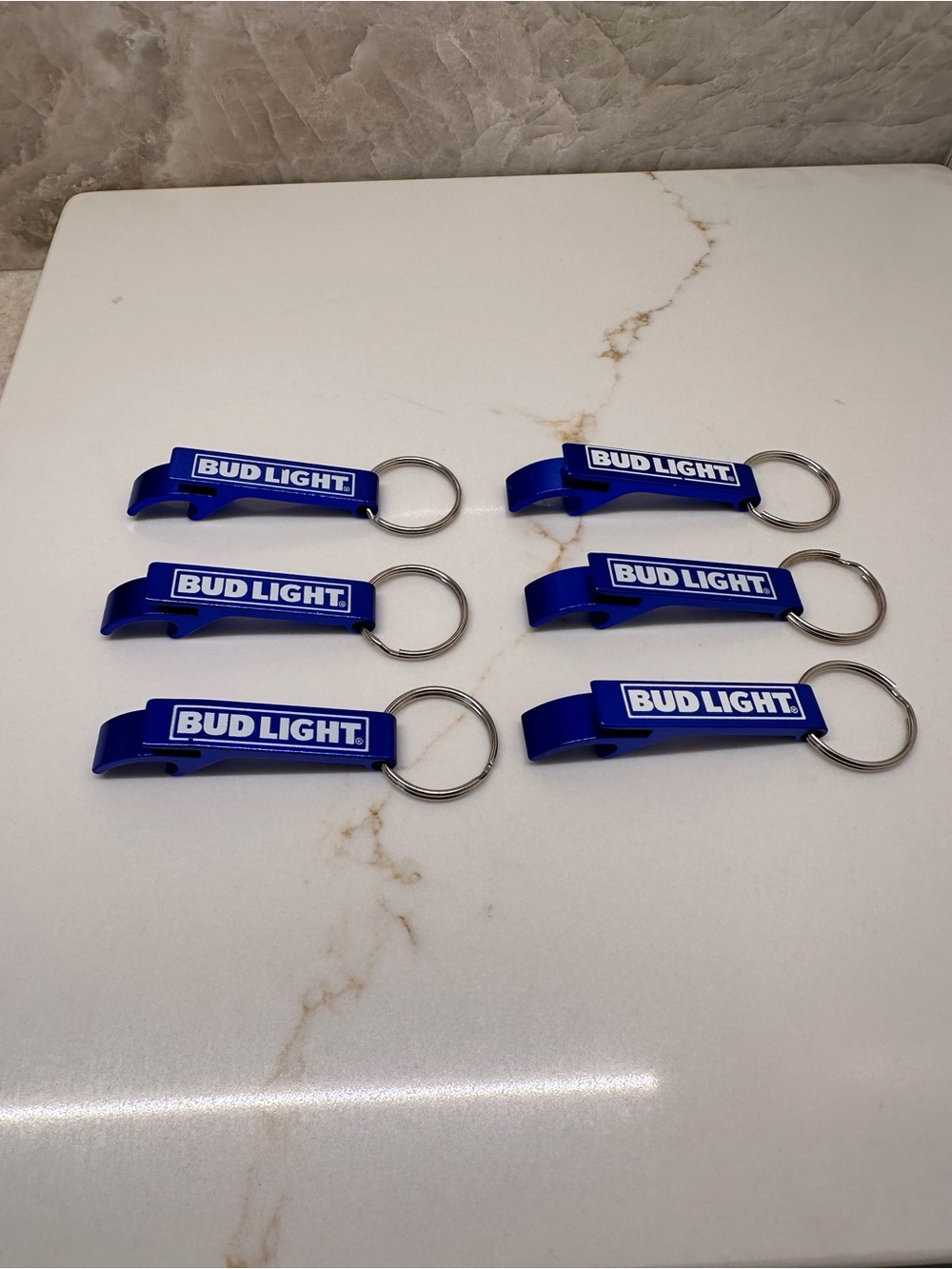 Bud Light Blue Bottle Opener Keychain Set of 6 NWOT - Picture 4 of 4